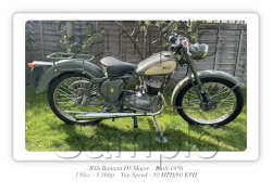 BSA Bantam D3 Major Motorbike Motorcycle - A3/A4 Size Print Poster