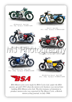 BSA Motorbike Motorcycle Compilation A4 - A0 Size Print Poster on Photographic Paper