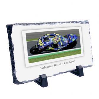 Valentino Rossi - The Goat Motorcycle Coaster Natural slate rock with stand 10x15cm