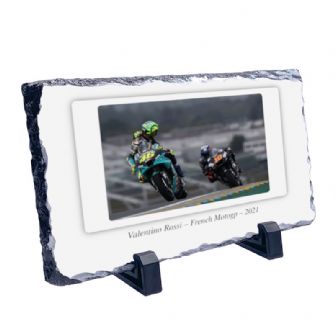 Valentino Rossi - French MotoGP - 2021 Motorcycle Coaster Natural slate rock with stand 10x15cm