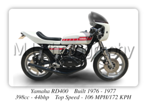 Yamaha RD400 Motorcycle - A3/A4 Size Print Poster