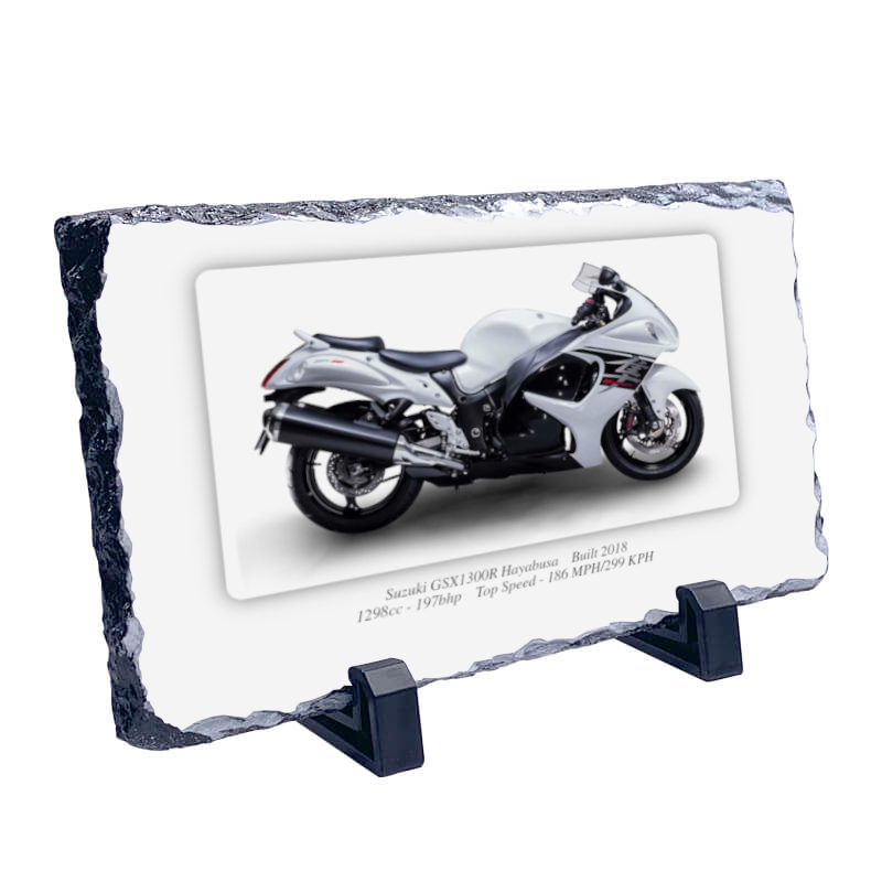 Suzuki GSX1300R Hayabusa Motorbike Coaster natural slate rock with stand 10x15cm