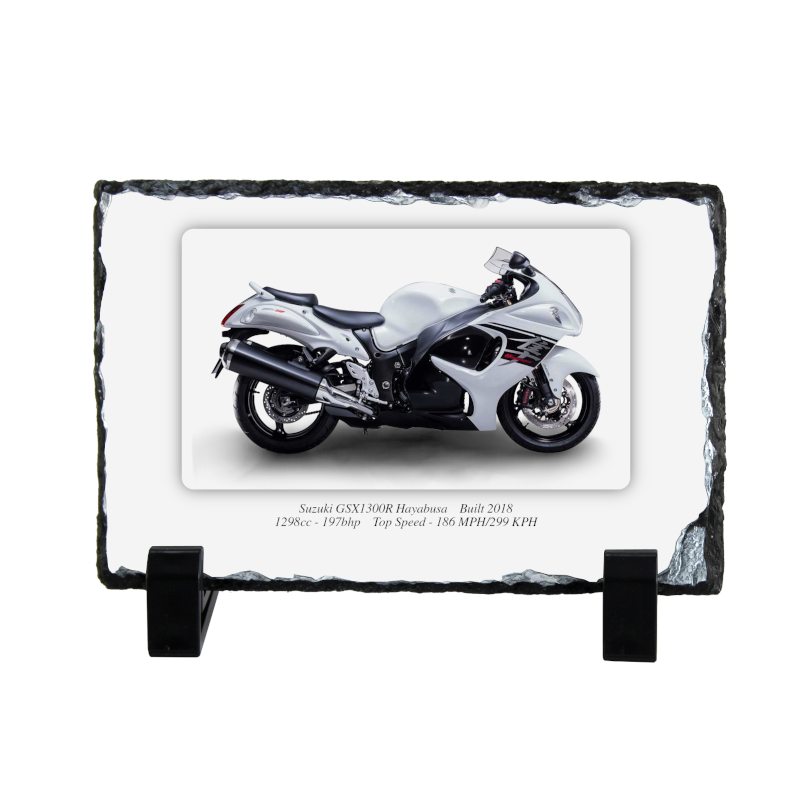 Suzuki GSX1300R Hayabusa Motorbike Coaster natural slate rock with stand 10x15cm