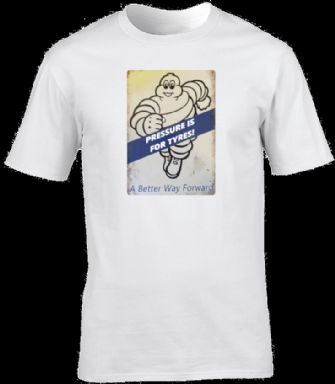 Michelin Man - T-Shirt Motorbike Biker Short Sleeve Crew Neck - Pressure is for Tyres