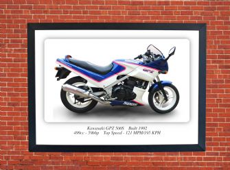 Kawasaki GPZ 500S Motorbike Motorcycle - A3/A4 Size Print Poster