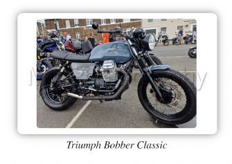 Triumph Bobber Classic Motorcycle Coaster Natural slate rock with stand 10x15cm