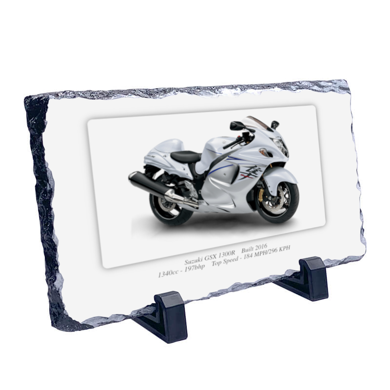 Suzuki GSX1300R Motorbike Coaster natural slate rock with stand 10x15cm