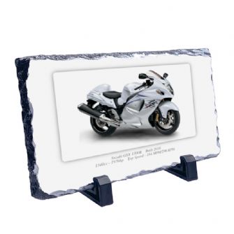 Suzuki GSX1300R Motorbike Coaster natural slate rock with stand 10x15cm