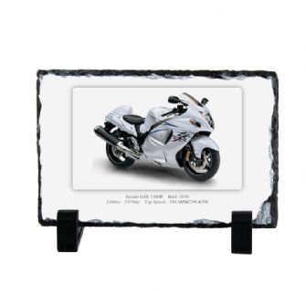 Suzuki GSX1300R Motorbike Coaster natural slate rock with stand 10x15cm