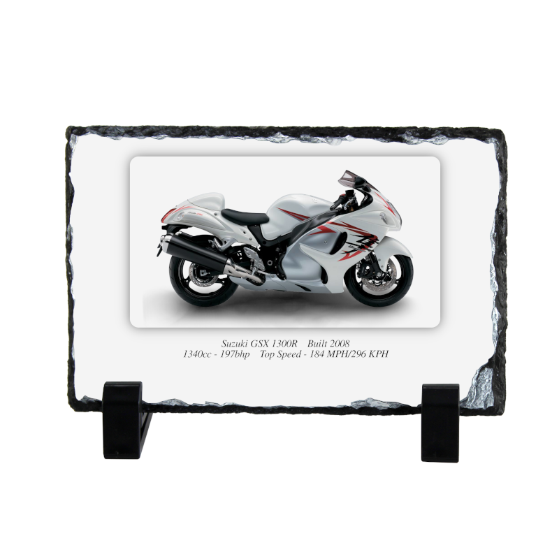 Suzuki GSX1300R Motorbike Coaster natural slate rock with stand 10x15cm