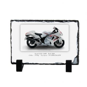 Suzuki GSX1300R Motorbike Coaster natural slate rock with stand 10x15cm