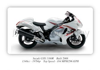 Suzuki GSX1300R Motorbike Motorcycle - A3/A4 Size Print Poster