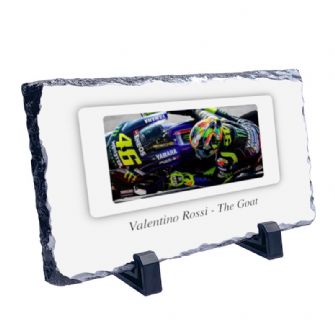 Valentino Rossi - The Goat Motorcycle Coaster Natural slate rock with stand 10x15cm