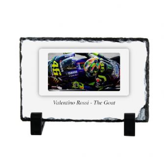 Valentino Rossi - The Goat Motorcycle Coaster Natural slate rock with stand 10x15cm