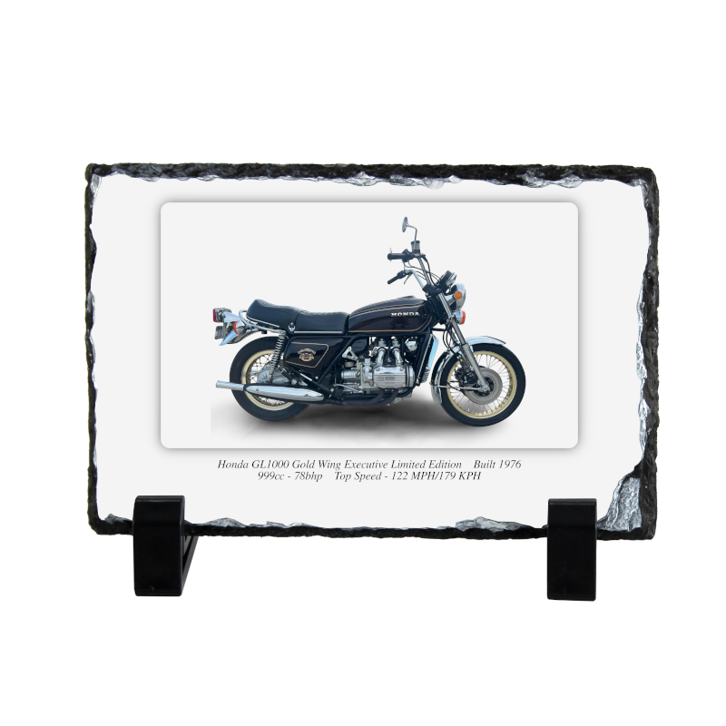 Honda Goldwing GL1000 Executive Limited Edition Motorbike Coaster natural slate rock with stand 10x15cm