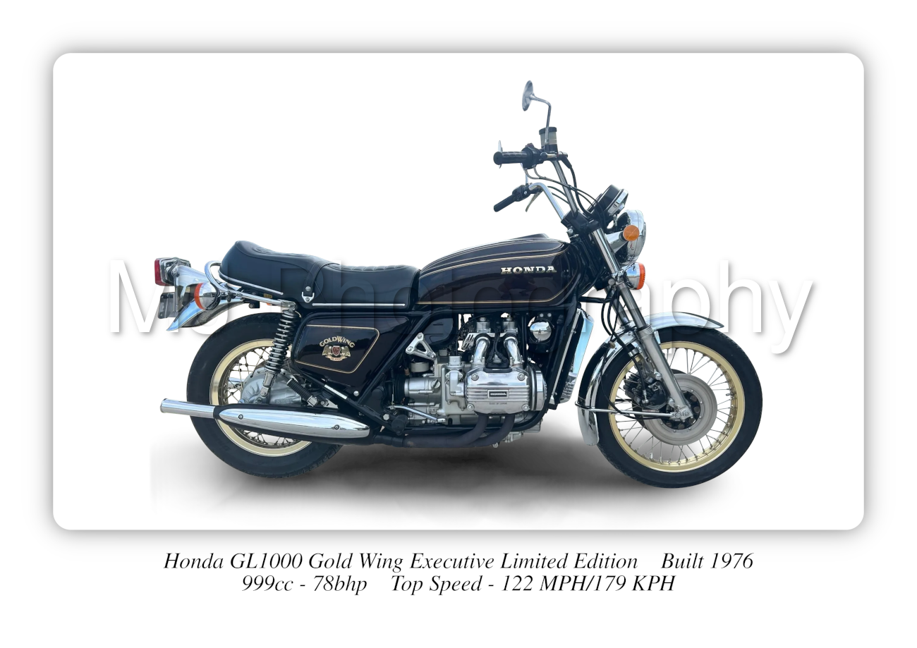 Honda GL1000 Gold Wing Executive Limited Edition Motorcycle - A4-A0 Size Poster