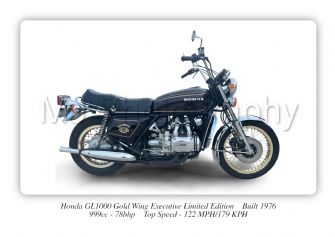 Honda GL1000 Gold Wing Executive Limited Edition Motorcycle - A4-A0 Size Poster