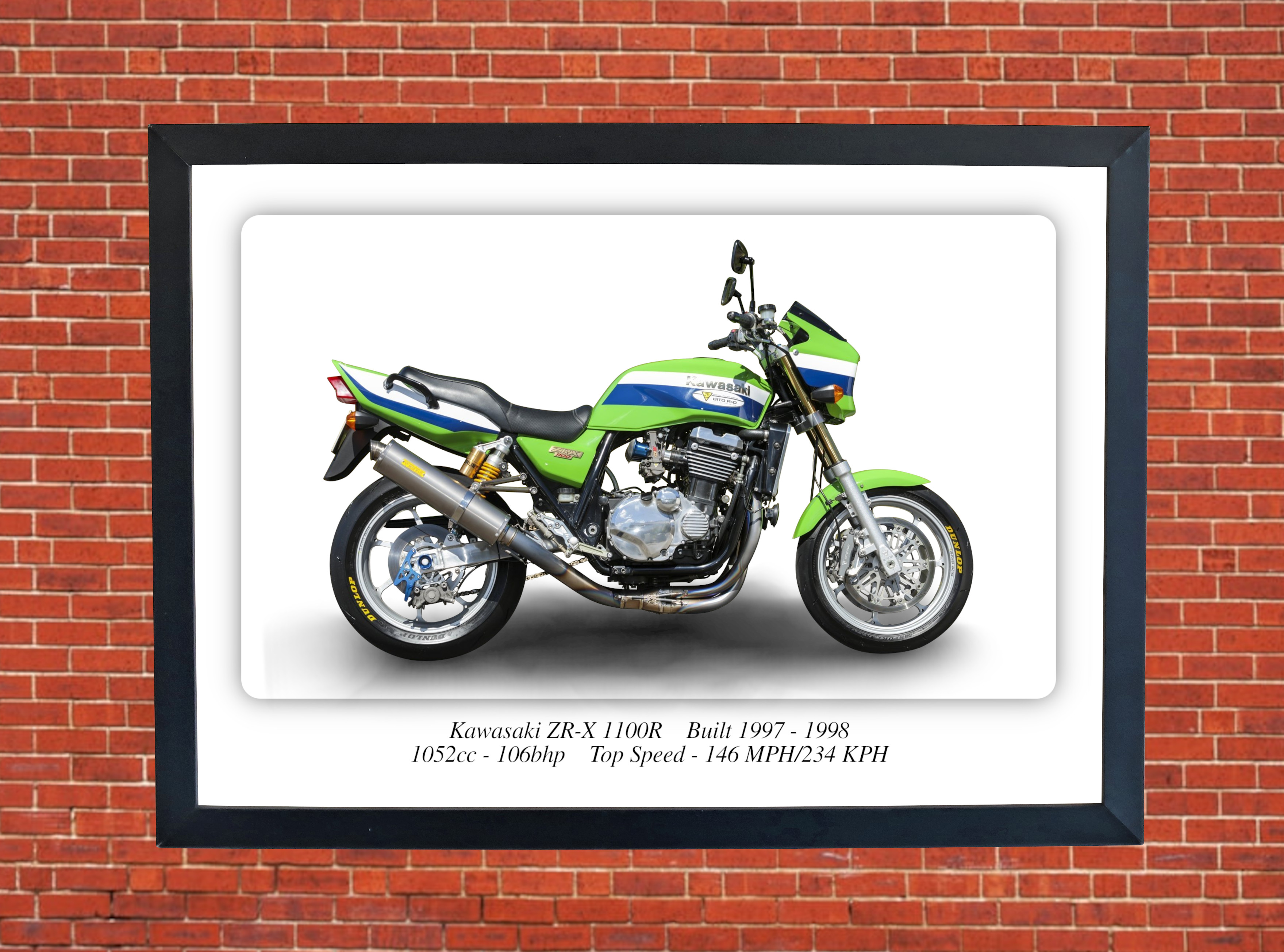 Kawasaki ZR-X 1100R Motorcycle A4 - A0 Size Print Poster on Photographic Paper