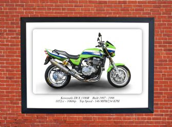 Kawasaki ZR-X 1100R Motorcycle A4 - A0 Size Print Poster on Photographic Paper