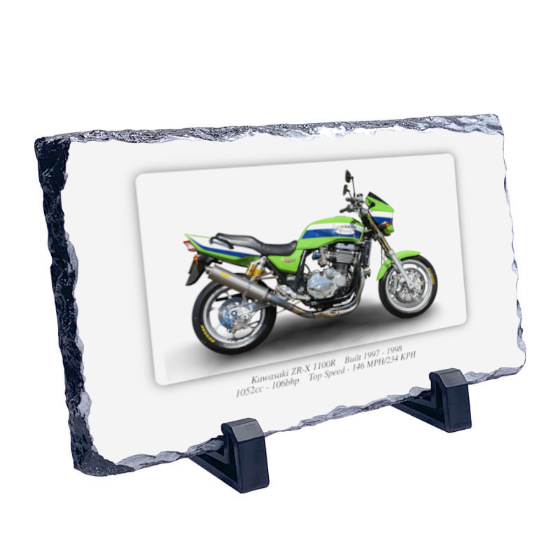 Kawasaki ZR-X 1100R Motorbike Coaster natural slate rock with stand 10x15cm