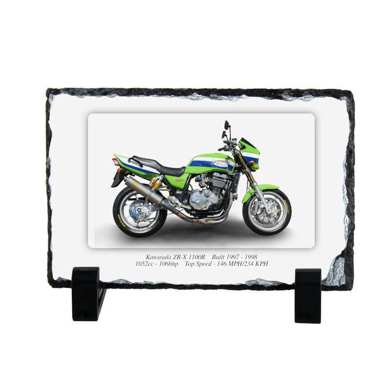 Kawasaki ZR-X 1100R Motorbike Coaster natural slate rock with stand 10x15cm