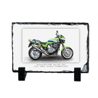 Kawasaki ZR-X 1100R Motorbike Coaster natural slate rock with stand 10x15cm