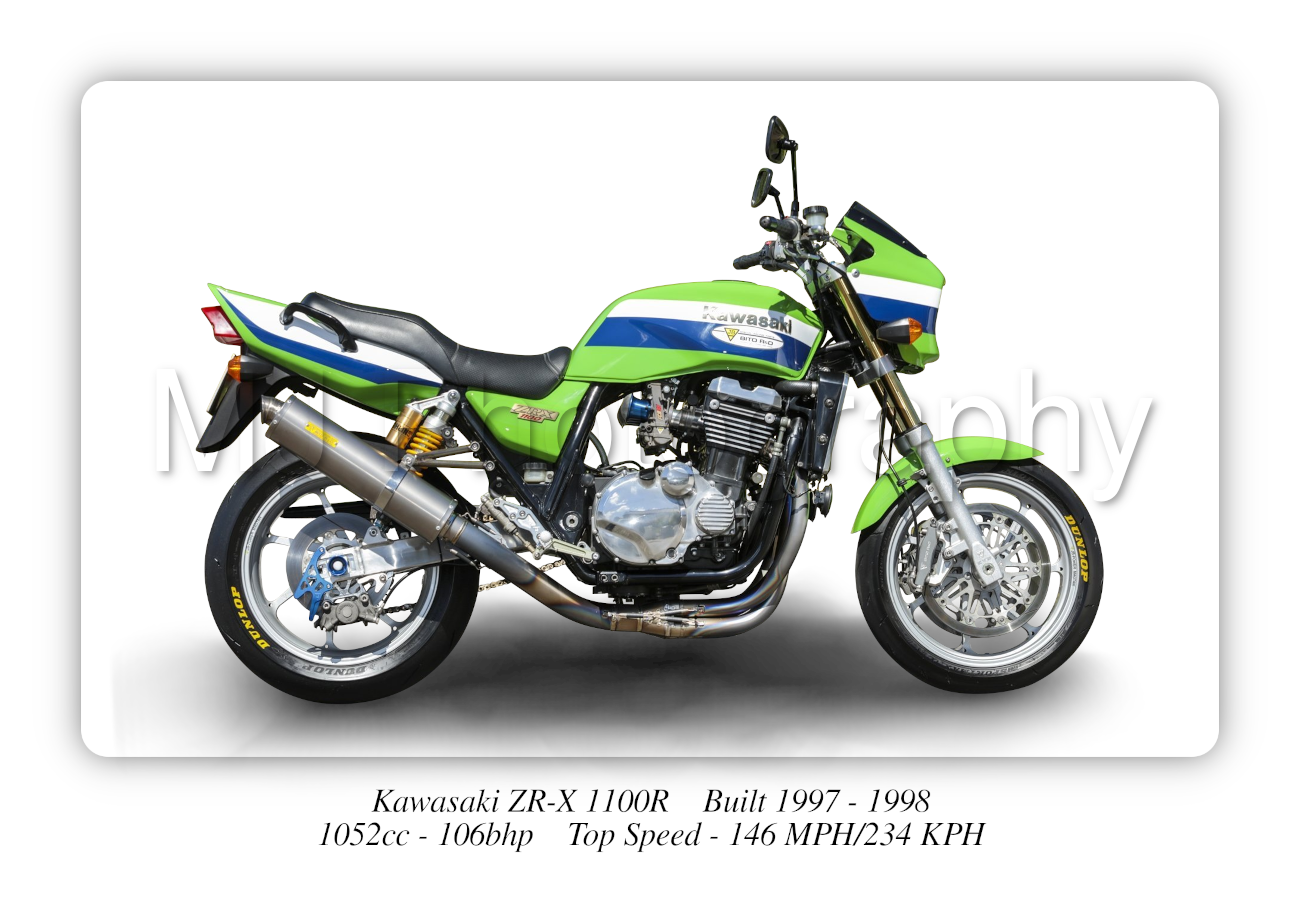 Kawasaki ZR-X 1100R Motorcycle A4 - A0 Size Print Poster on Photographic Paper