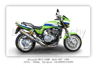 Kawasaki ZR-X 1100R Motorcycle A4 - A0 Size Print Poster on Photographic Paper