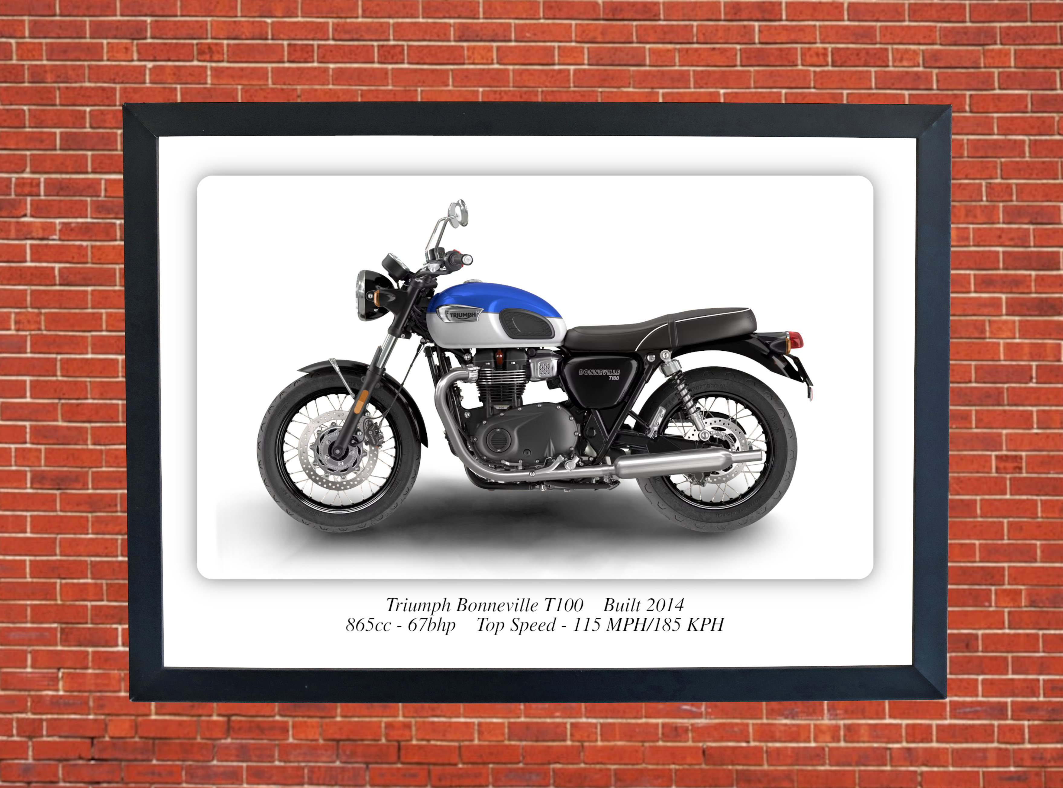 Triumph Bonneville T100 Motorcycle A4 - A0 Size Print Poster on Photographic Paper