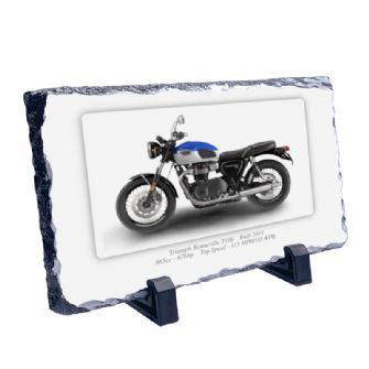 Triumph Bonneville T100 Motorbike Coaster natural slate rock with stand 10x15cm