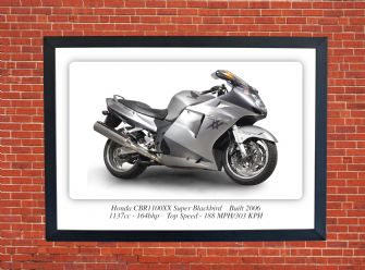 Honda CBR1100XX Super Blackbird Motorcycle A4 - A0 Size Print Poster on Photographic Paper