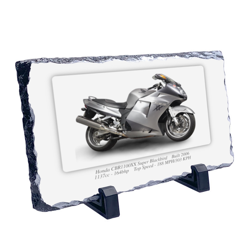 Honda CBR1100XX Super Blackbird Motorbike Coaster natural slate rock with stand 10x15cm