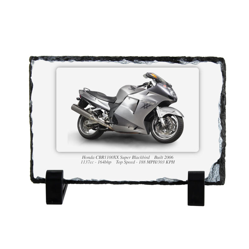 Honda CBR1100XX Super Blackbird Motorbike Coaster natural slate rock with stand 10x15cm