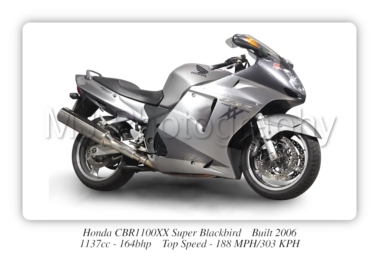 Honda CBR1100XX Super Blackbird Motorcycle A4 - A0 Size Print Poster on Photographic Paper