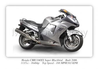 Honda CBR1100XX Super Blackbird Motorcycle A4 - A0 Size Print Poster on Photographic Paper