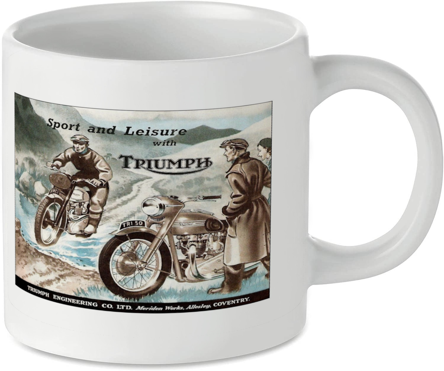 Sport and Leisure with Triumph Motorcycle Motorbike Tea Coffee Mug Ideal Biker Gift Printed UK