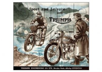 Sport and Leisure with Triumph Motorcycle A4 - A0 Vintage Promotional Poster