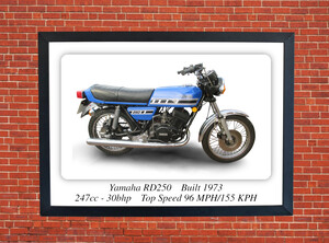 Yamaha RD250 Motorcycle - A3/A4 Size Print Poster