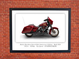 Harley Davidson Street Glide Anniversary Edition Motorcycle A4 - A0 Size Print Poster on Photographic Paper