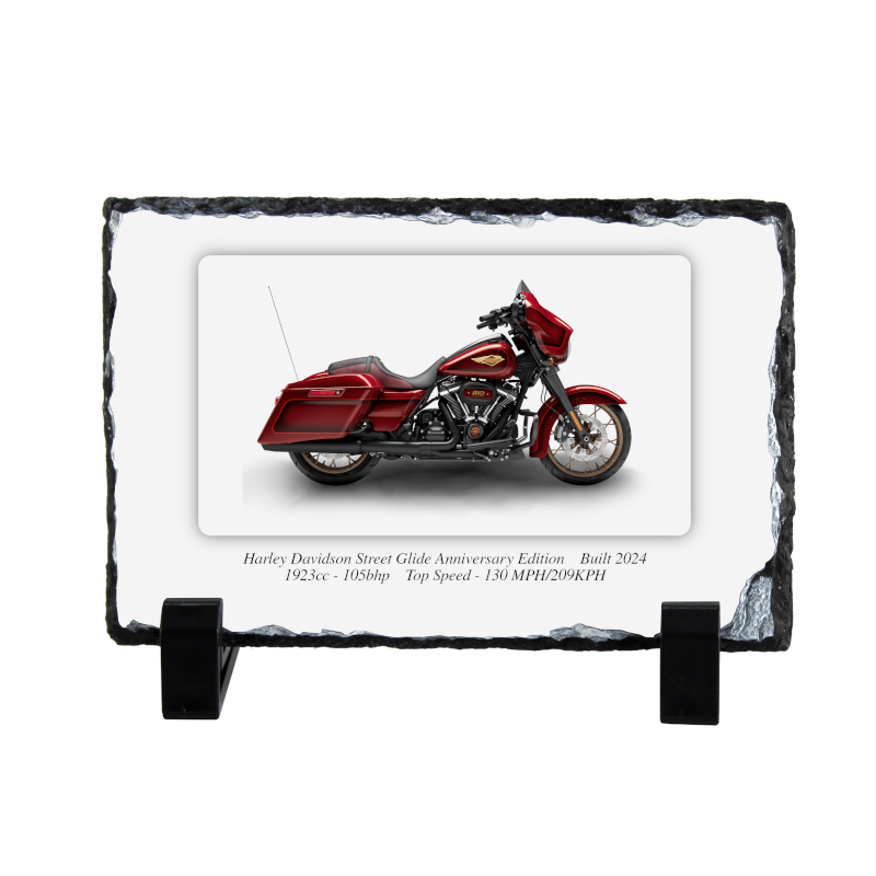 Harley Davidson Street Glide Anniversary Edition Motorbike Coaster natural slate rock with stand 10x15cm