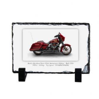 Harley Davidson Street Glide Anniversary Edition Motorbike Coaster natural slate rock with stand 10x15cm