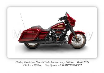 Harley Davidson Street Glide Anniversary Edition Motorcycle A4 - A0 Size Print Poster on Photographic Paper