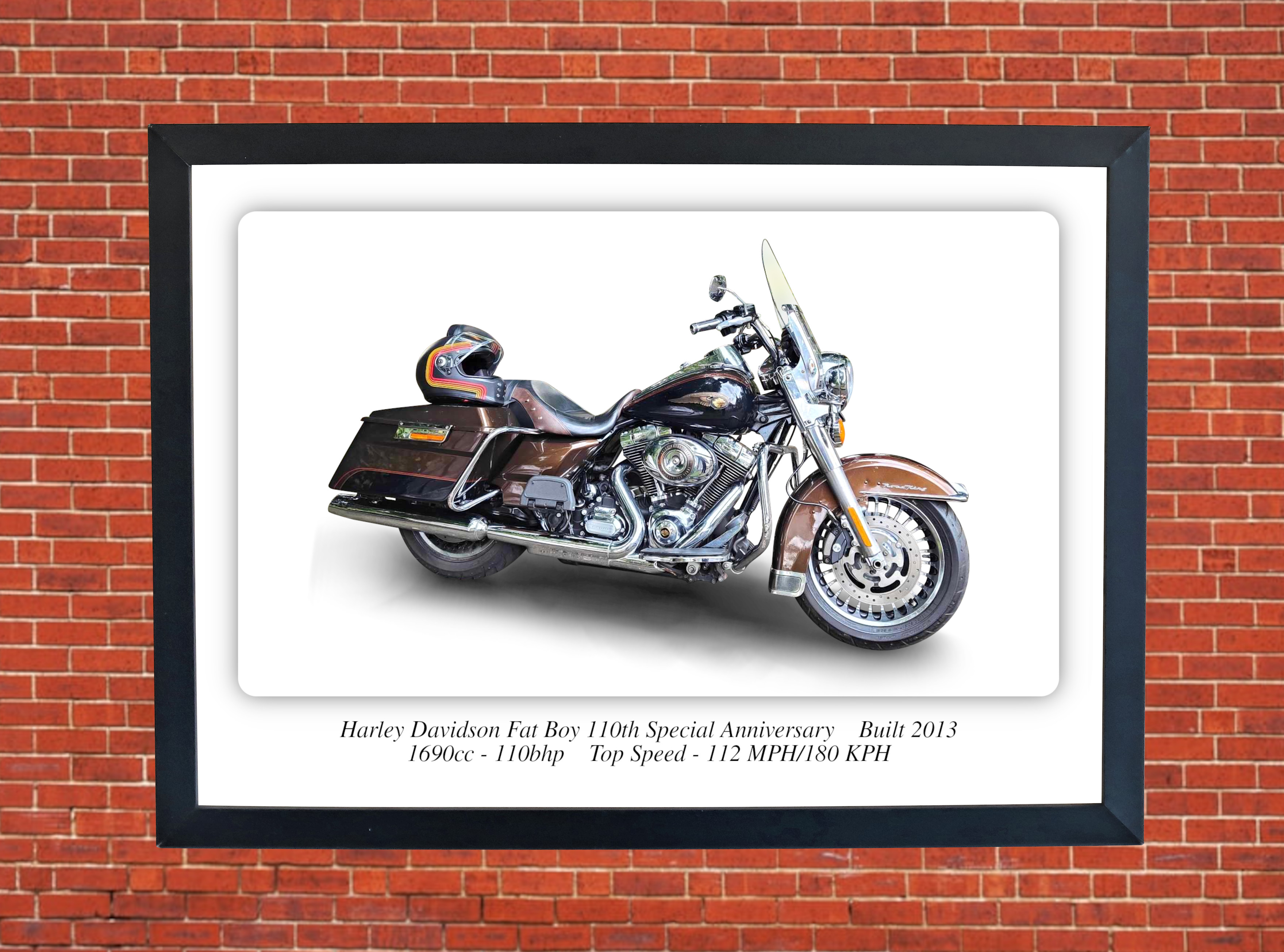 Harley Davidson Fat Boy 110th Special Anniversary Motorcycle A4 - A0 Size Print Poster on Photographic Paper