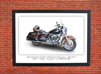 Harley Davidson Fat Boy 110th Special Anniversary Motorcycle A4 - A0 Size Print Poster on Photographic Paper