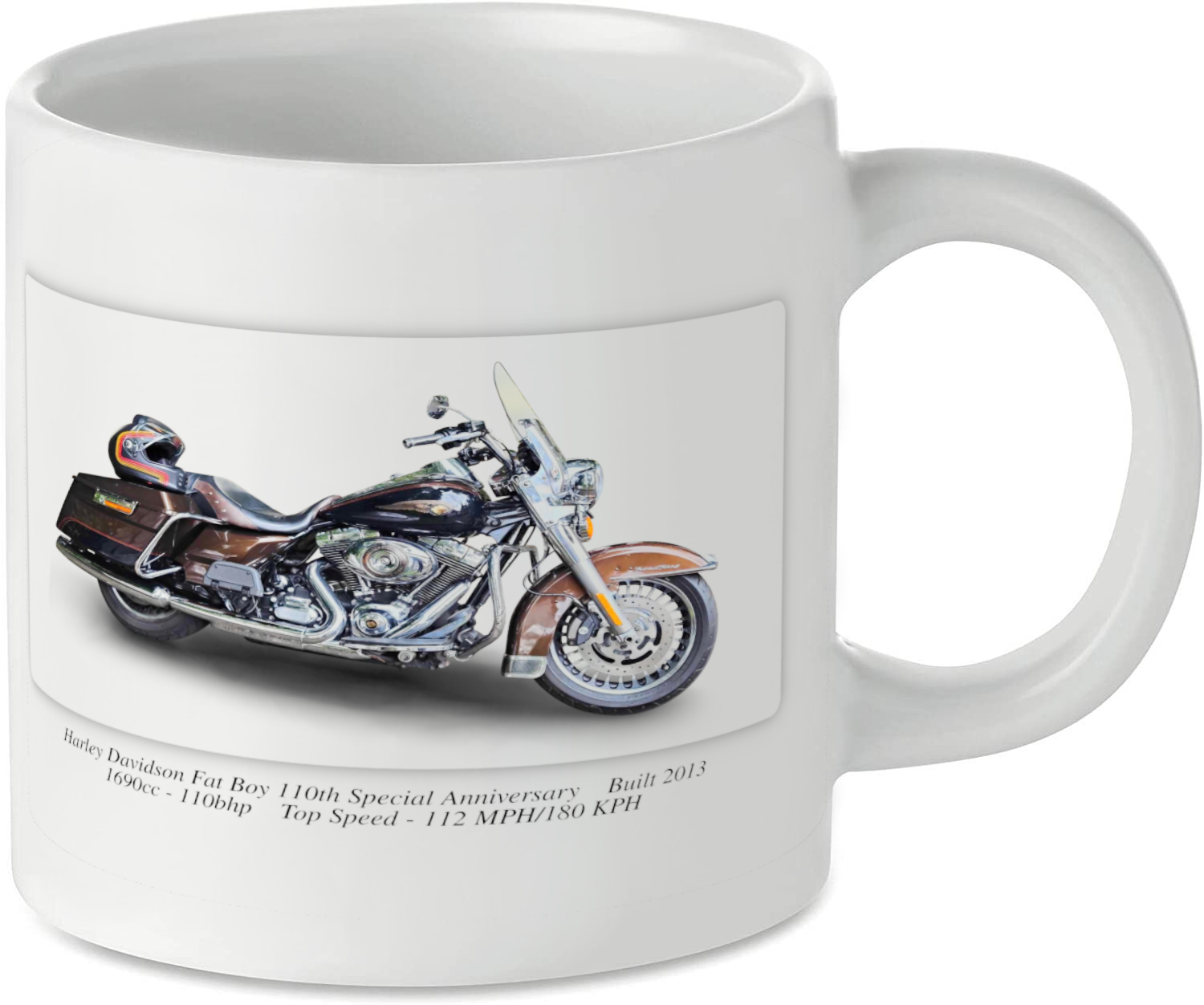 Harley Davidson Fat Boy 110th Special Anniversary Motorcycle Motorbike Tea Coffee Mug Ideal Biker Gift Printed UK