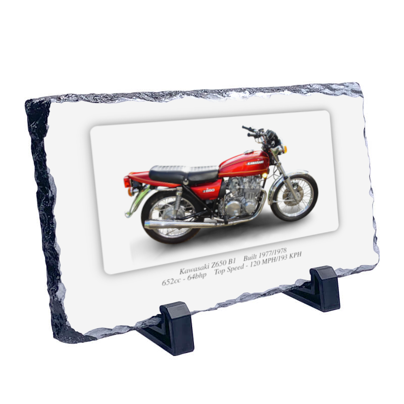 Kawasaki Z650 B1 Motorbike Coaster natural slate rock with stand 10x15cm