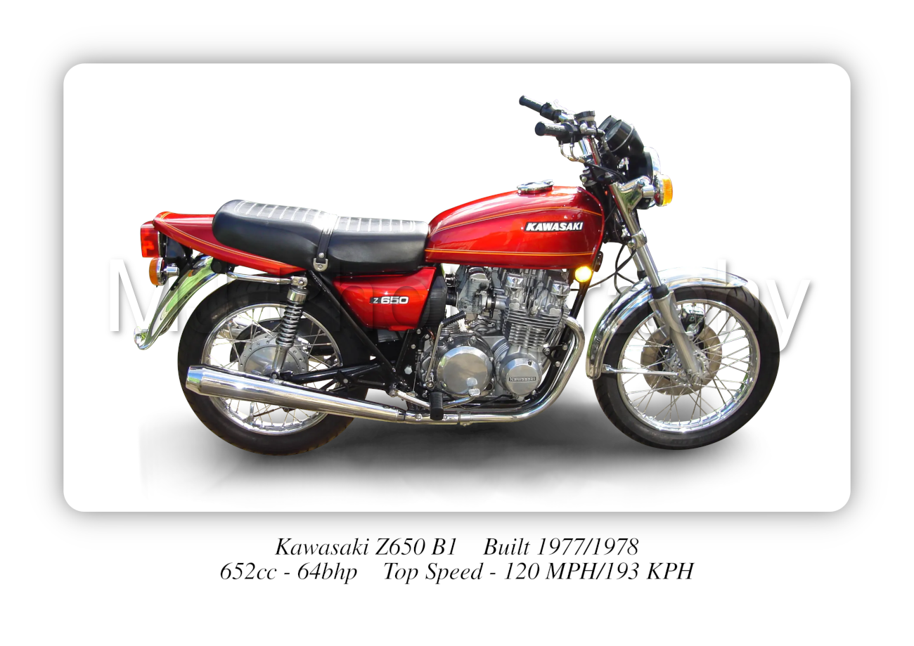 Kawasaki Z650 B1 Motorcycle A4 - A0 Size Print Poster on Photographic Paper