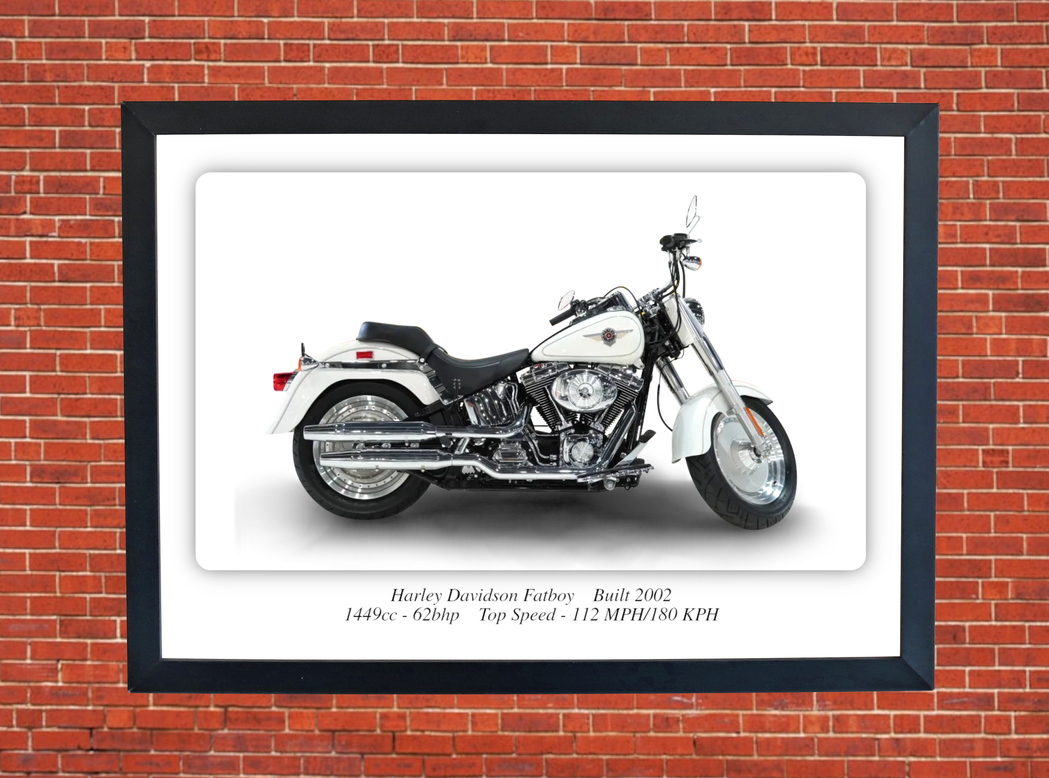 Harley Davidson Fatboy Motorcycle A4 - A0 Size Print Poster on Photographic Paper