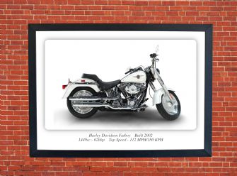 Harley Davidson Fatboy Motorcycle A4 - A0 Size Print Poster on Photographic Paper