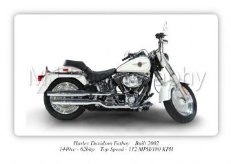 Harley Davidson Fatboy Motorcycle A4 - A0 Size Print Poster on Photographic Paper